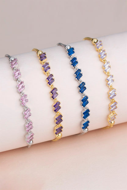 Silver Baguette Gemstone Waterway Elevator Bracelet