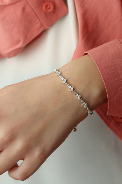 Silver Baguette Gemstone Waterway Elevator Bracelet