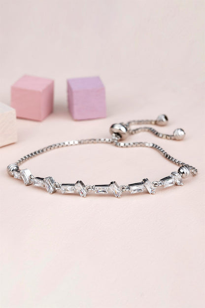 Silver Baguette Gemstone Waterway Elevator Bracelet