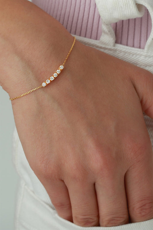 Silver White Gemstone Bracelet