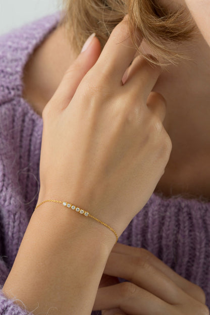 Silver White Gemstone Bracelet