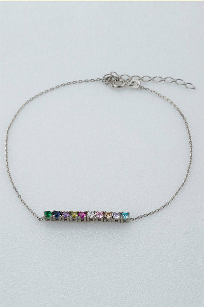 Bracelet de pierres précieuses colorées en argent