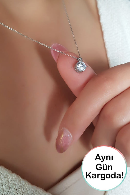 Silver Solitaire Necklace