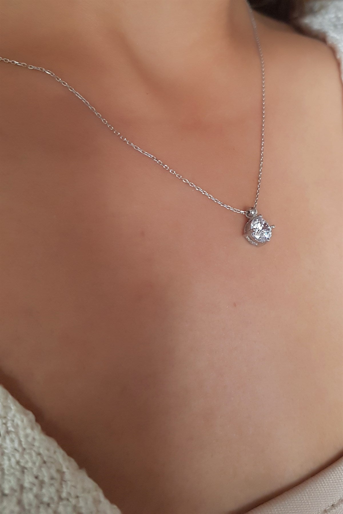 Silver Solitaire Necklace