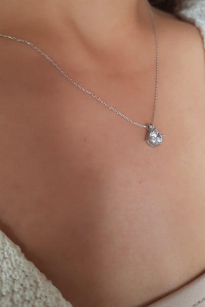 Silver Solitaire Necklace