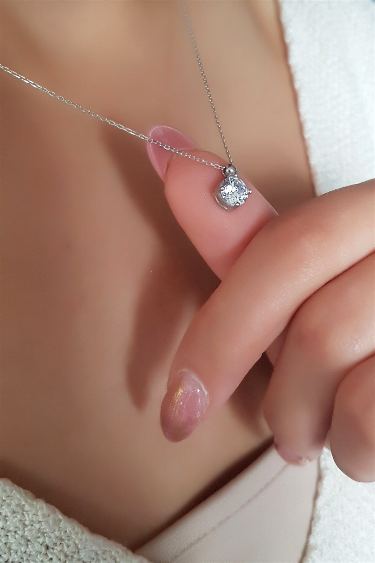 Silver Solitaire Necklace