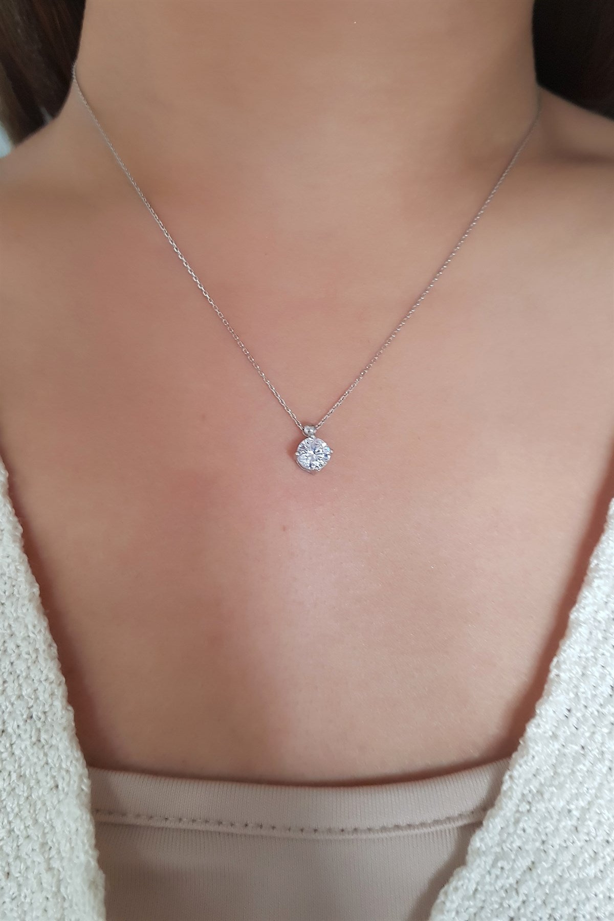 Silver Solitaire Necklace
