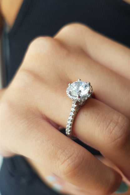 Silver Solitaire Ring