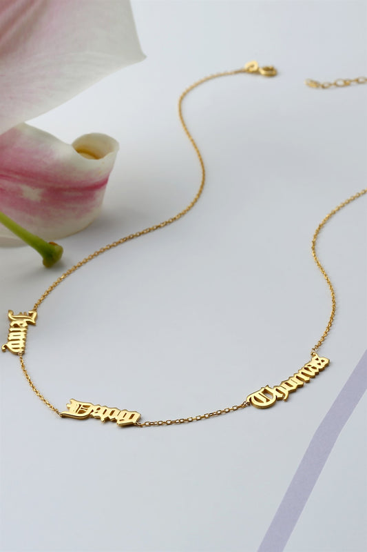 Silver Triple Name Necklace