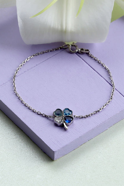 Silver Heart Clover Bracelet