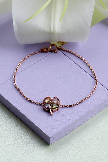 Pulsera Trébol Corazón Plata