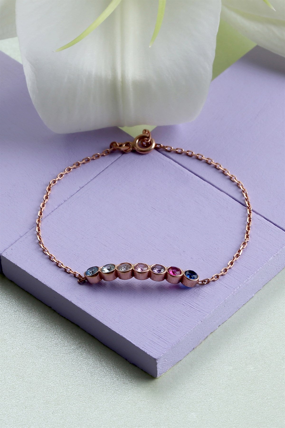 Silver Colorful Gemstone Bracelet