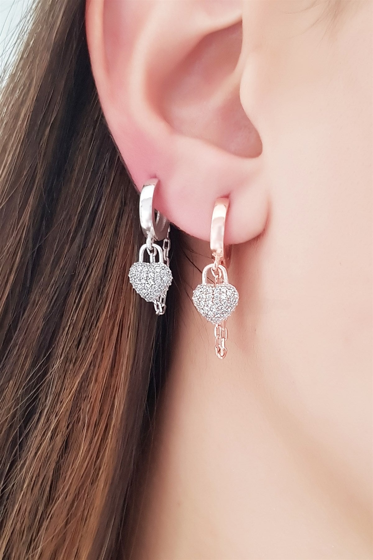 Silver Wobbly Heart Earrings