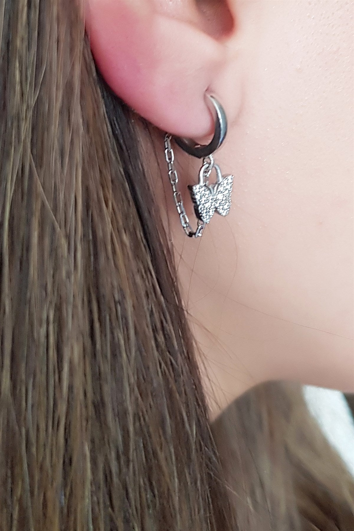 Silver Wobbly Butterfly Earrings