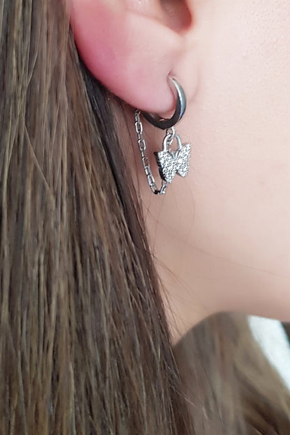 Silver Wobbly Butterfly Earrings