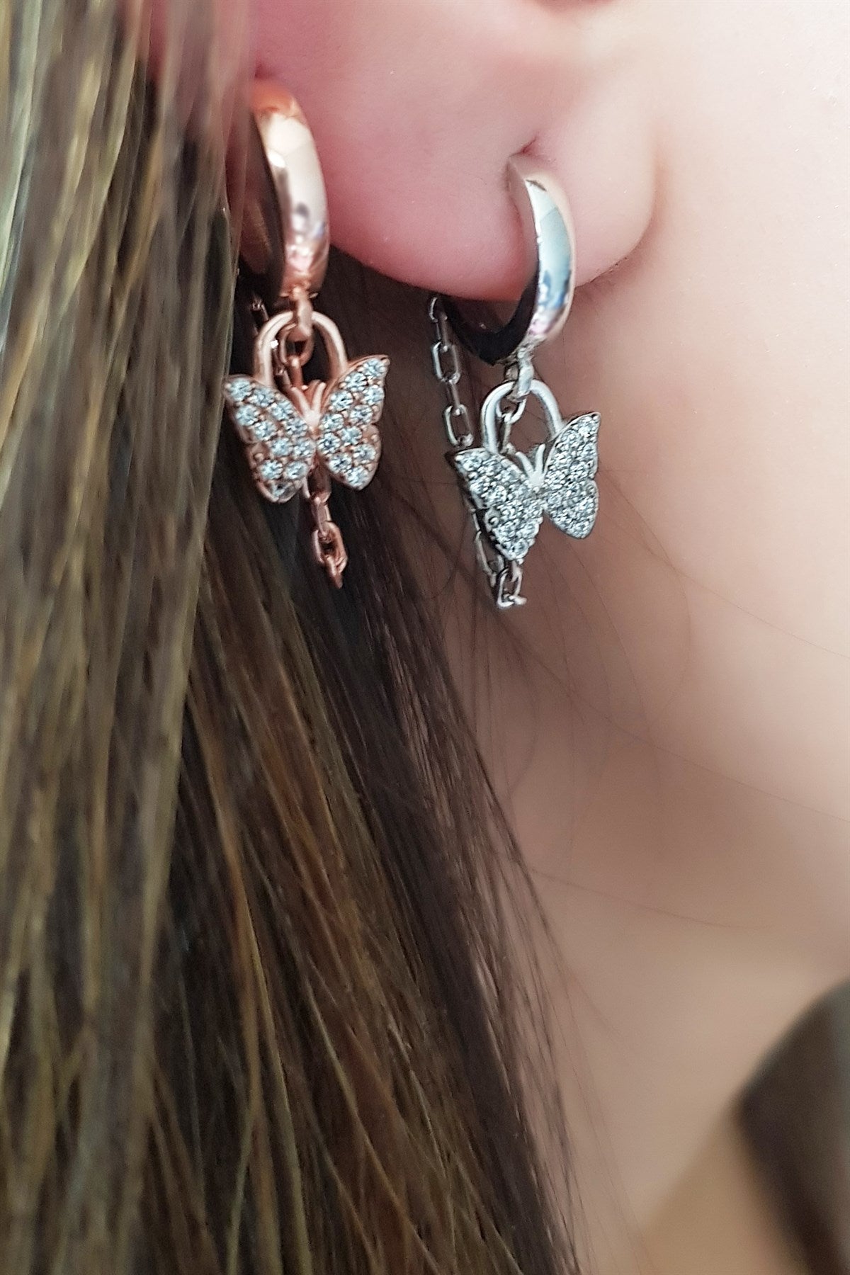 Silver Wobbly Butterfly Earrings