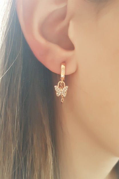 Silver Wobbly Butterfly Earrings