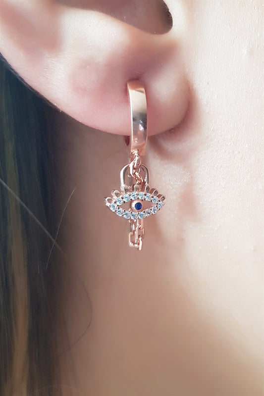 Silver Wobbly Eye Eyelas Earrings