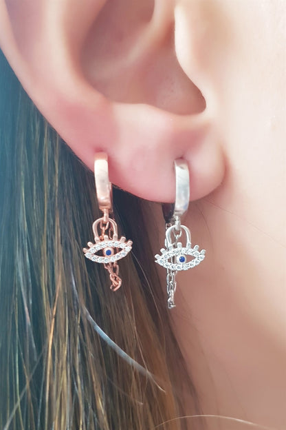 Silver Wobbly Eye Eyelas Earrings