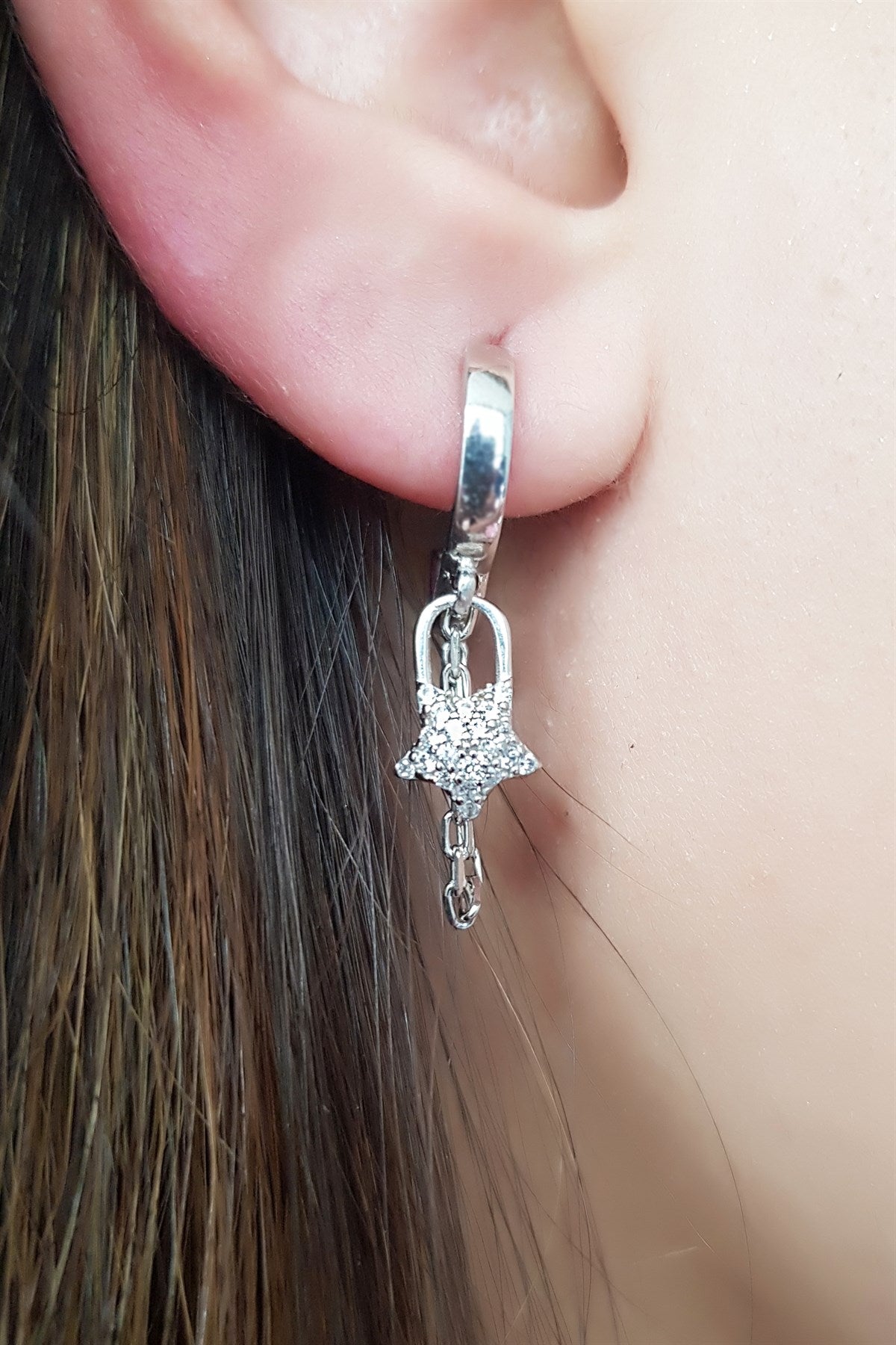 Silver Wobbly Star Earrings