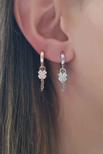 Silver Wobbly Clover Earrings