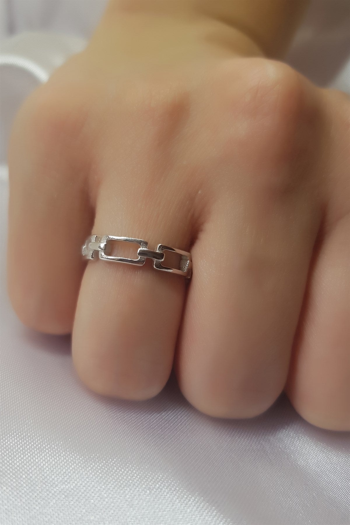 Bague chaîne en argent