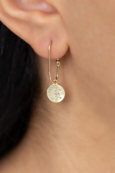 Boucle d'oreille six boussole en or massif | 14K (585) | 2,93 grammes