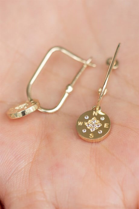 Solid Gold Six Compass Earring | 14K (585) | 2.93 gr