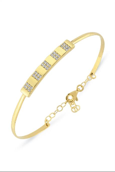 Pulsera de oro macizo con seis piedras preciosas | 14K (585) | 4,19 gramos