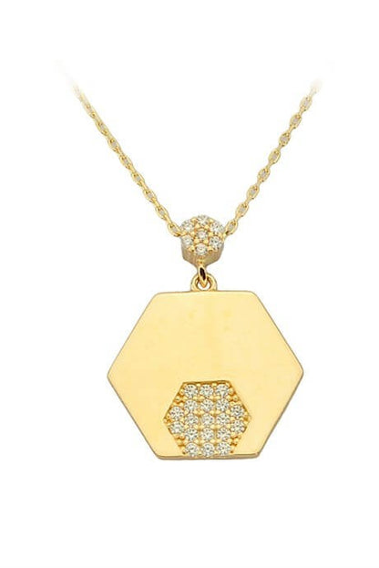 Collier hexagonal en or massif | 14K (585) | 2,52 grammes