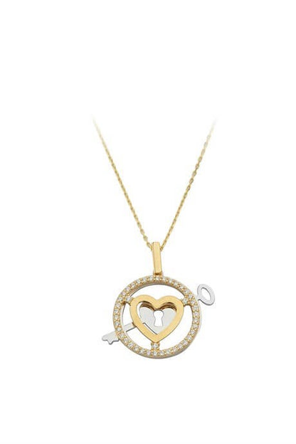 Collar de corazón con llave de oro macizo | 14K (585) | 3,44 gramos