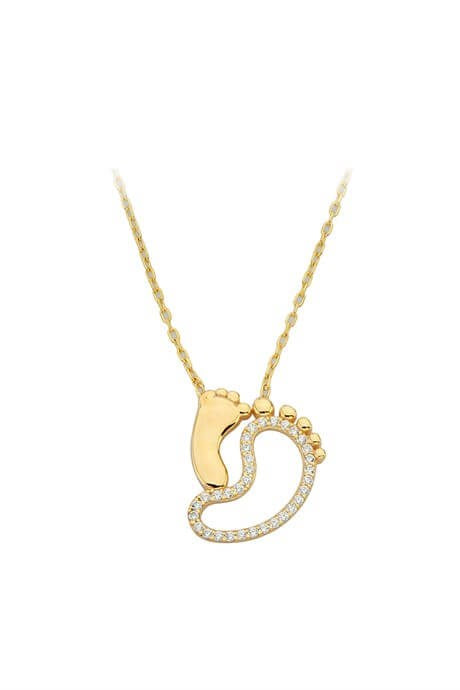Solid Gold Mother Baby Footprint Necklace | 14K (585) | 2.10 gr