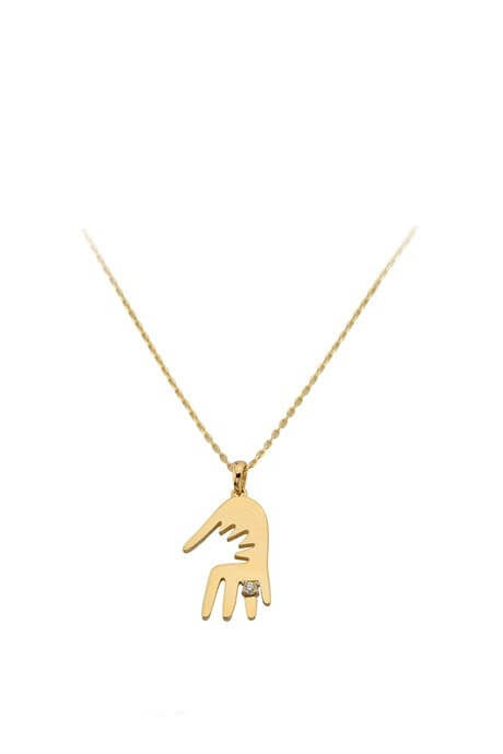 Collier empreinte de main mère et bébé en or massif | 14K (585) | 1,87 g