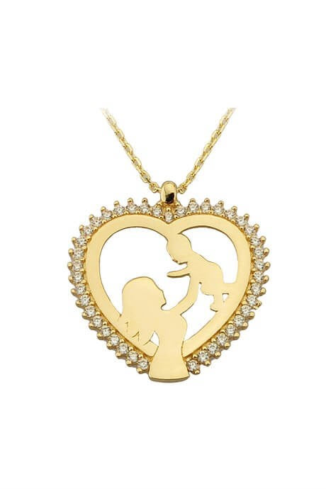 Solid Gold Mom And Baby Heart Necklace | 14K (585) | 2.48 gr