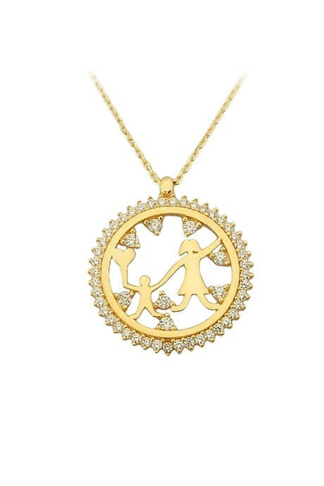 Solid Gold Mother And Kid Necklace | 14K (585) | 2.77 gr