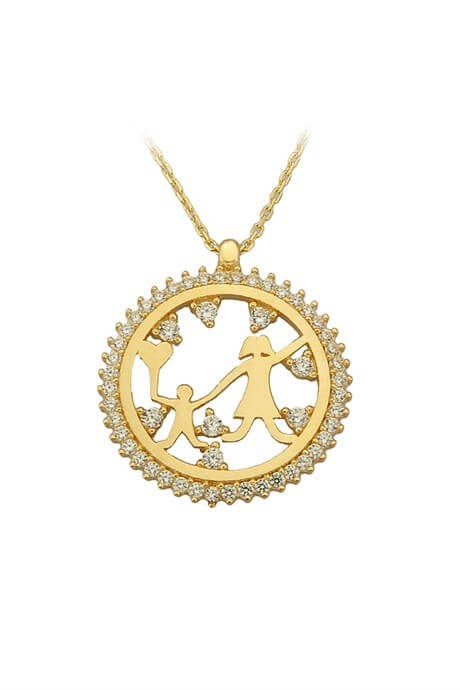 Solid Gold Mother And Kid Necklace | 14K (585) | 2.91 gr