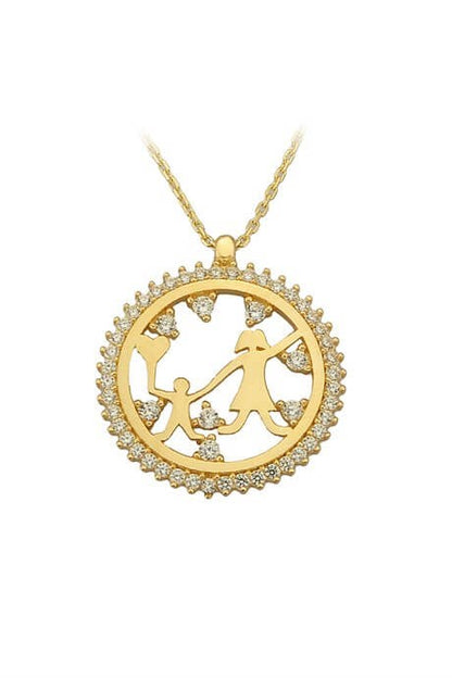 Solid Gold Mother And Kid Necklace | 14K (585) | 2.91 gr