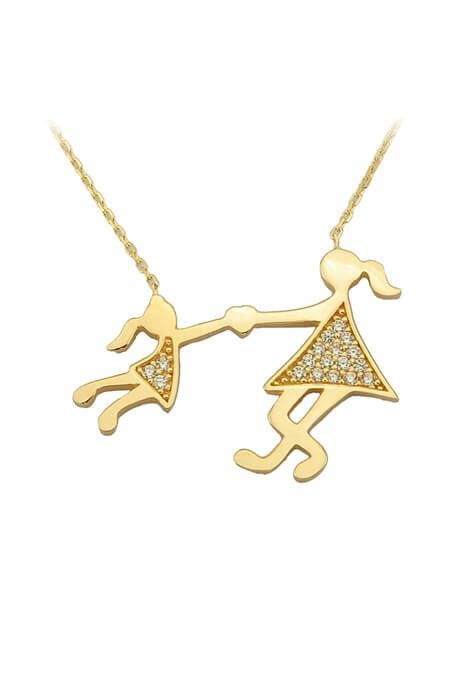 Solid Gold Mom And Kid Necklace | 14K (585) | 2.52 gr