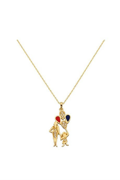 Solid Gold Mother Girl Balloon Necklace | 14K (585) | 2.43 gr