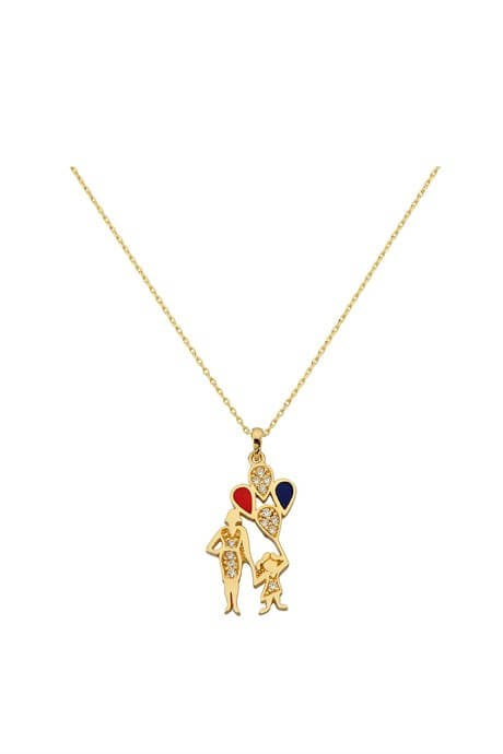 Solid Gold Mother Girl Balloon Necklace | 14K (585) | 2.43 gr