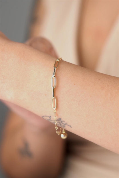 Solid Gold Paperclip Bracelet