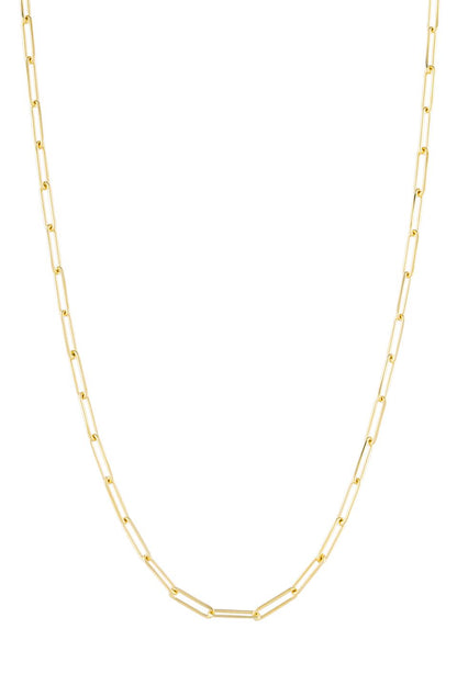 Solid Gold Paper Clip Chain Necklace