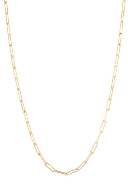 Solid Gold Paper Clip Chain Necklace