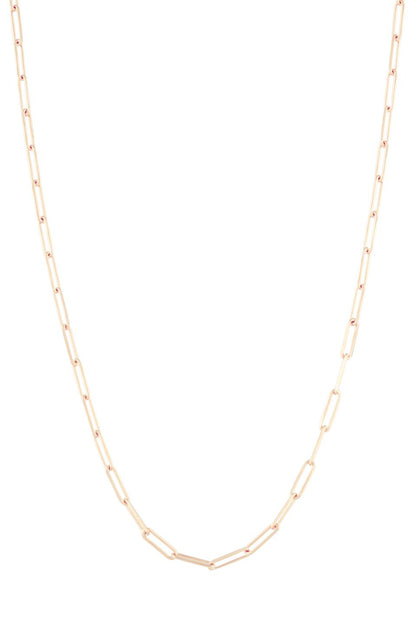 Solid Gold Paper Clip Chain Necklace