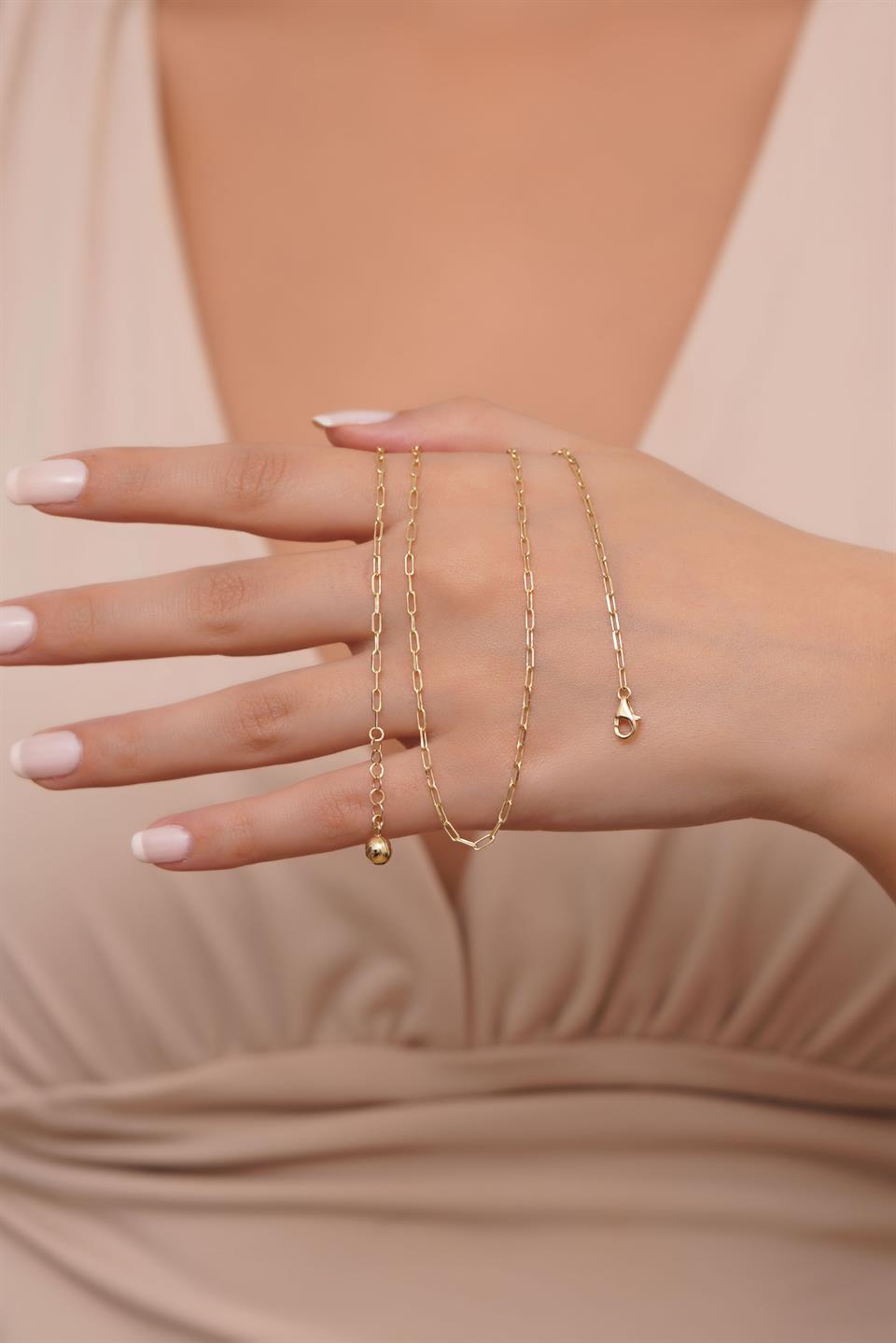 Solid Gold Paper Clip Chain Necklace