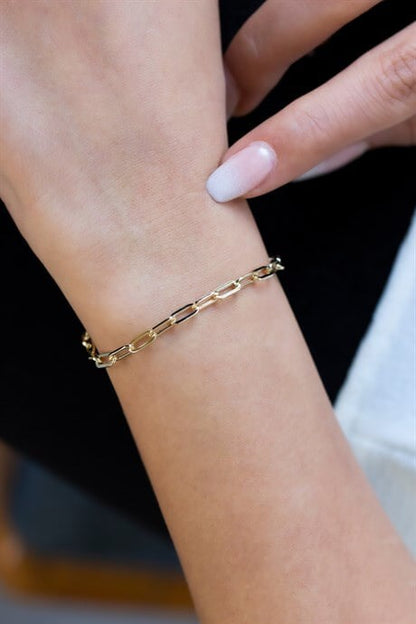 Solid Gold Draw Flat Cable Chain Bracelet | 14K (585) | 2.14 gr
