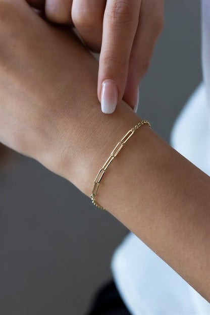 Bracelet chaîne câble plat en or massif | 14K (585) | 1,15 gr