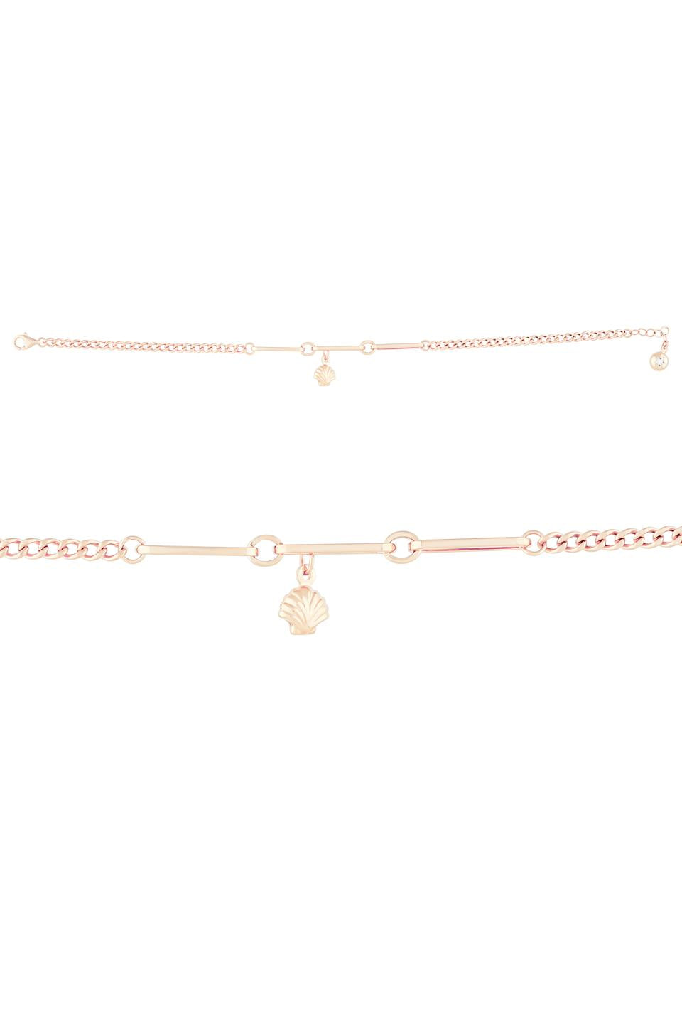 Solid Gold Paper Clip Chain Sea Shell Bracelet