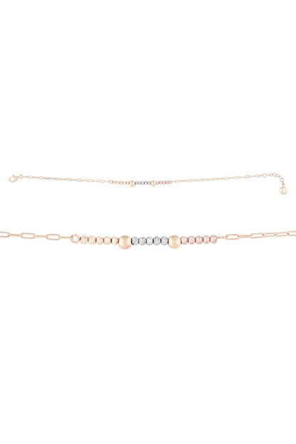 Solid Gold Paper Clip Chain Dorica Beaded Bracelet