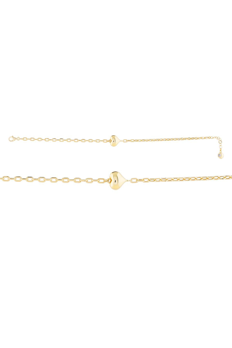 Solid Gold Paper Clip Chain Heart Bracelet